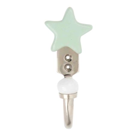 Solid Sage Green Star Ceramic Hook